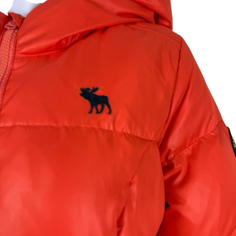 Abercrombie & Fitch Jacket Kids Extra Large Orange Down Puffer Coat Y2K Bomber - Picture 7 of 11